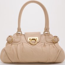 Salvatore Ferragamo Beige Leather Marisa Satchel