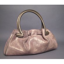 Salvatore Ferragamo Smoky Metallic Suede Handbag