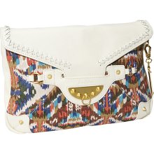 Sam Edelman Marais Leather Blair XL Clutch Creme Ikat