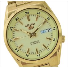 Seiko 5 Automatic Gold-ton Lumbrite Men's Watch Snk578