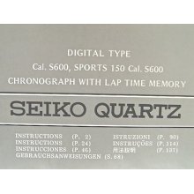 Seiko Instructions Booklet Digital Type Cal. S600,sports 150 Cal. S600 Chronogra