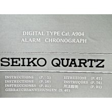 Seiko Instructions Booklet Digital Type Cal. 904 Alarm Chronograph .
