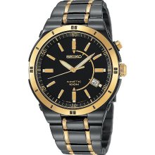 Seiko Mens Kinetic Black & Gold-Tone TiCN Watch