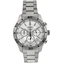 Seiko Men's SSB047 Silver Stainless-Steel Quartz Watch with Silve ...