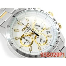Seiko Ssb029 P1 Ssb 029 Chronograph Diver X-large Bezel Dial Gear Watch Lime Hds