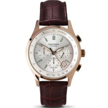 Sekonda Mens Rose Gold Chronograph Strap Wristwatch 3847