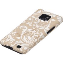 Shabby Mocha Brown and White Damask Floral Pattern Samsung Galaxy...