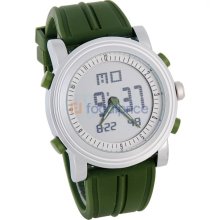 Silicone Band LCD Digital Wrist Watch (Green)