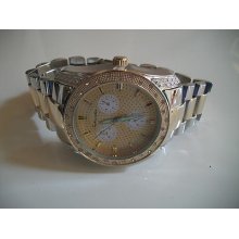 Silver & Gold Finish 3d Technostar Large Bracelet Oversized Heavy Watch