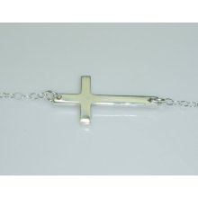 Silver Sideways Cross Necklace-CENTERED