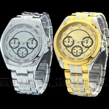 Silver Stainless Steel Gift Luxury Dial Mens Quartz Watch Wristwatch Watches