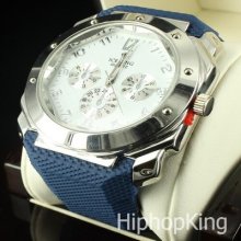 Silver Thick Case Circle Hexagon Look Easy Read Hip Hop Watch Mens Boys Kids