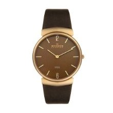 Skagen Men's 695XLRLD Steel Collection Brown Leather Brown Dial Watch