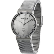 Skagen Silver Dial Stainless Steel Mesh Mens Watch 355lssca