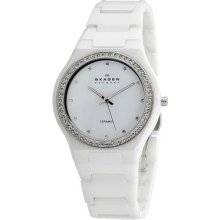 Skagen Women's White Ceramic Crystal Watch 813lxwc