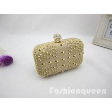 Skull Cloure Stud Rivet Evening Clutch Hard Case Evening Handbag Party Club Bag