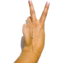 Slave Bracelet, 14kt Gold Filled Chain, Evil Eye, Swarovski Crystals, Delicate Bracelet Ring, Hand Chain, Wedding Jewelry