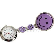 Smiley Face Nurse Table Pocket Watch With Clip Brooch Quartz Watches E0xc