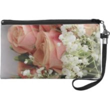 Soft Pink Roses and Baby's Breath Wristlet Clutch