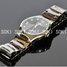 Soki Black Mens Analog Quartz Wrist Diamond Type Glass Dial Wrist Watch S90