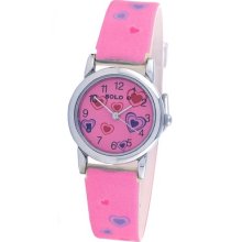 Solo Childrens Girls Pink Watch Pink & Purple Hologram Hearts