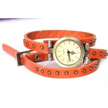Sport Fashion Quartz Weave Leather Bracelet Men&women Rivet Wrist Watch Optional
