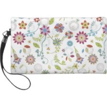Spring flowers vintage pattern Wristlet Purses