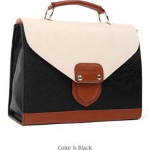 Square Colorful Tote Black Handbag Leather Cross Body Shoulder Red Purse Bag 297
