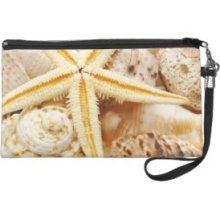 Starfish and assorted seashells 2 Wristlet Purses