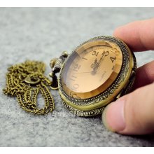 Steampunk Faceted Crystal Vintage Pocket Clocket Watch Antique Pendant Necklace