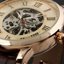 Steampunk Man's Classic Mens Elegant Luxury Style Skeleton Mechanical Watch