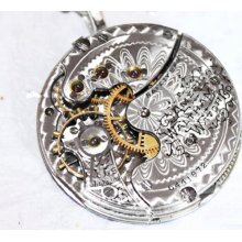 Steampunk Necklace - Magnificent 118 yrs old WALTHAM Antique Silver Pocket Watch Movement - Flower GUILLOCHE ETCHED Men Steampunk Necklace