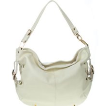 STEPHEN Italian Made White Leather Large Designer Hobo Bag