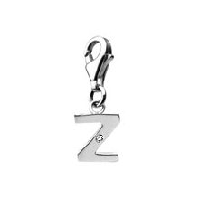 Sterling Silver Diamond Initial Z Lobster Clasp Charm For Bracelet