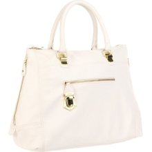Steve Madden White Weave Bsocial Chain Strap Satchel Handbag Purse Shoulder Bag