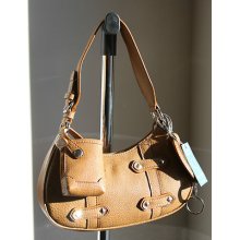 Studded Nine West Brown Cognac Small Purse Satchel Handbag +cellphone Case