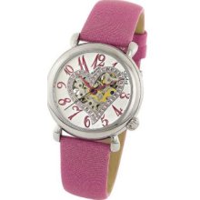 Stuhrling 109sw 1215a2 Aphrodite Delight Skeleton Pink Leather Ladies Watch