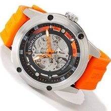 Stuhrling 314r 3316f57 Zeppelin Nitro Auto Skeleton Orange Rubber Mens Watch