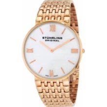 Stuhrling Original 509.33447 Mens Meydan Concourse Classic Swiss Quartz with Rosegold Case White MOP Dial and Rosegold Bracelet Watch