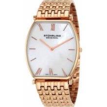 Stuhrling Original 511.33447 Mens Meydan Classis Swiss Quartz with Rosegold Case White MOP Dial and Rosegold Bracelet Watch