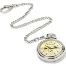 Stuhrling Original Men's Monarch Moon Phase Stainless Steel Pocket Watch