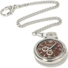 Stuhrling Original Men's Monarch Moon Phase Stainless Steel Pocket Watch BROWN