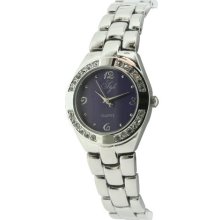 Style Ladies Silver Tone Bracelet Watch With Blue Dial