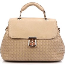 Stylish Faux Leather Knit Design Stylish Handbag-One-size Apricot