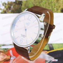Stylish Quartz Brown Leather Ladies Girls Wrist Watch Stainless Steel Dial M680k