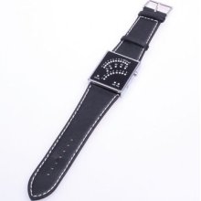 Stylish Unisex Black Pu Leather Band Blue 29 Led Digital Sports Style Wristwatch