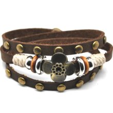 Surfer Hemp Leather Bracelet Wristband Mens Womens e3016