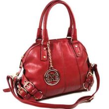 Sxs Red Chain Double Belt Inspired Satchel Hobo Handbag Bag Sz Medium