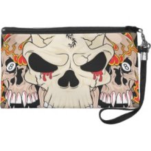 Tattoo Skull Eight Ball Wristlet Purse Wallet