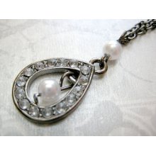 Teardrop necklace,Rhinestone jewelry